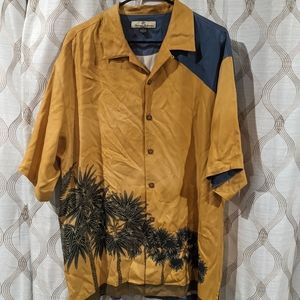 Tommy Bahama Summer Beach Hawaiian Palm Tree Shirt 100% Silk